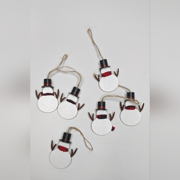 Wooden snowman ornaments lot of 6 - Picture 3 of 3